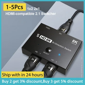 1-5 ks kompatibilný s HDMI 2.1 HD Prepínač Adaptéra 4K 120Hz 1x2 8K 60Hz 2x1 Bi-Smer Converter Splitter pre PS4 Prepínač Príslušenstvo