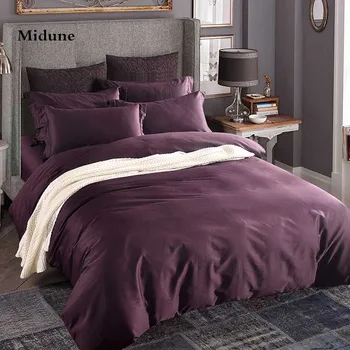 100%Dlho-strižné bavlna farbou saténový bavlnená tkanina posteľná bielizeň nastaviť kingQueen posteľná bielizeň posteľ nastaviť list perinu obliečka na vankúš