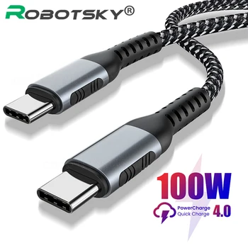 100W USB Kábel 5A USB Typu C Kábel Pre Pre Xiao Samsung PD USB C Rýchle Nabíjanie Nabíjací Kábel USB-Typ C-C Rýchly Dátový Kábel Drôt