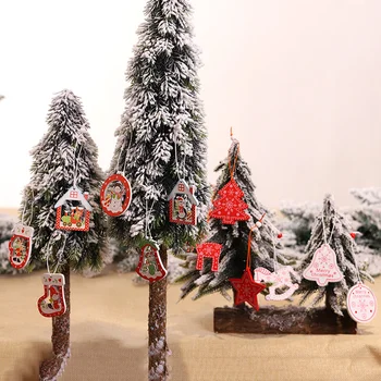 12PCS Červená Santa Drevené Vianočné Závesné Vianočný Strom Decor Prívesky 2022 Navidad Vianočné Dekorácie pre Domov 2023 Nový Rok Darček