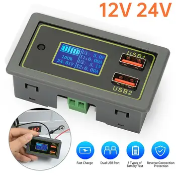 12v 24v Dual Usb Led Digitálny Displej Auto Automobilový Voltmeter Battery Monitor Podpora 3 Typ Batérie Usb Rýchle Nabíjanie