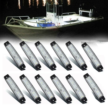 12x Morských Lodí Nepremokavé 12V LED Kabíne Palube Zdvorilosť Svetlo Zadné Zárubňa Osvetlenie Interiéru Pre Malý Čln Plachetnici