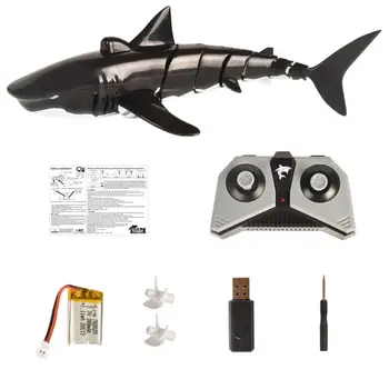 2.4 G Simulácia Diaľkové Ovládanie Žraloka Hračka Bazén Kúpeľňa Hračka Black Nepremokavé Realistický RC Shark Loď So Svetlom