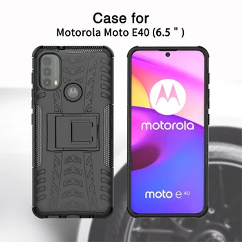 2 v 1 Armor Štýl Prípade pre Motorola Moto E6 Hrať E7 2020 E Výkon E40 E6 Plus Zadný Kryt Ťažkých Coque PC+Silikónové Fundas