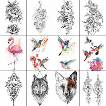 3D Akvarel Dočasné Tetovanie Vtákov Ženy Ruky Arm Tattoo Nálepky Kolibrík Flash Dievčatá Telo Kozmetické Nepremokavé Tatoos urob si sám