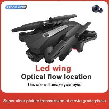 4K Drone Quadcopter Skladacia LED Farebné Svetlo Nastavenie Uhla Kamery Jeden Kliknite na tlačidlo Vrátiť Mobile Control HD Kamera FS608