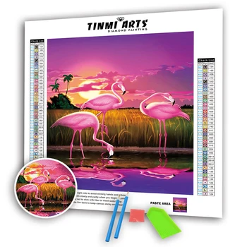 5D DIY Nalial Lepidlo Diamond Súpravy Maľovanie Vrúbkovaným Okrajom Plné Kolo Vŕtať Flamingo v Sunset Art Zvierat Výšiviek