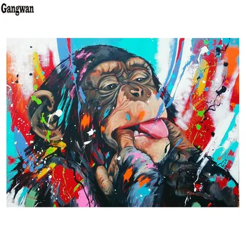 5D Opíc DIY Plné Námestie Kolo Kameň Diamond Maľovanie Cross Stitch farba Zvierat Gorill 3D Diamond Výšivky opice Mozaiky Hobby
