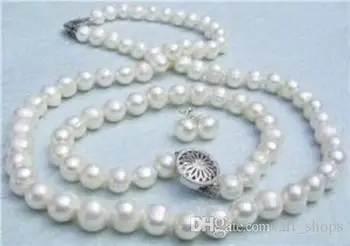 8-9 mm Pravý Biela Akoya umelo Pestované Perly náhrdelník náramok Náušnice súbor> > >> doprava Zadarmo