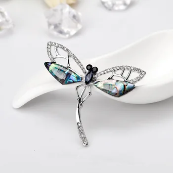Abalone-štýl Inlay Dragonfly Pin alebo Brošňa Hmyzu Zvieratá Šperky pre Ženy, Dievča Odznak Príslušenstvo Drahokamu Corsage KL30FI