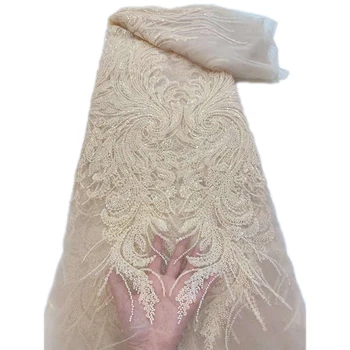 Africké Strane Korálkové Čipky Textílie 2022 Vysokej Kvality Sequin Čipky Francúzskej Čipky Textílie Oka Nigérijský Svadobné Šaty Maxi Textílie