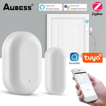 Aubess Tuya ZigBee Smart Senzor Dverí Okno, Dvere, Brány Otvorené/Zatvorené Detektor Domov Bezpečnostný Alarm Systém Práce S Alexa Google