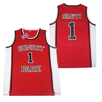 BG basketbalové dresy západ SLNKA RARK 1 SHAWTY jersey Výšivky šitie Vonkajšie športové Hip-hop film dres RED 2020 NOVÉ