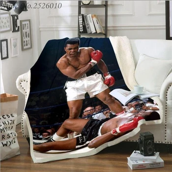 Deka rozkladacia Pohovka Deka Super Mäkké Teplé Muhammad Ali 3D Tlač Deka Fleece Cover Hodiť Deka