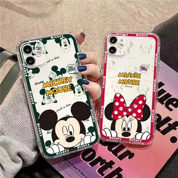 Disney Mickey Minnie Pre iPhone 14 13 12 11 Pro 12 13 Mini X XR XS Max 6 6 7 8 Plus SE2020 Jasné, Telefón Prípade Coque Soft Shell