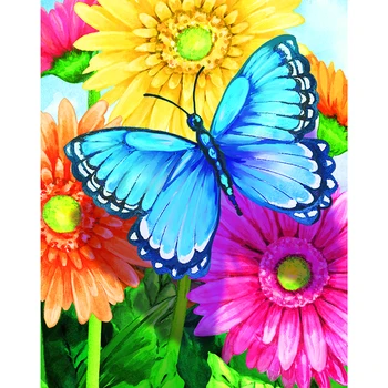 Happymems DIY 5D Kolo Butterfly-Gerbera Diamond Maľovanie Čiastočné Námestie Plavidlá Diamond Maľovanie
