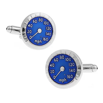 High-end francúzske Tričko manžetové gombíky Modrej Auto Tachometra Speed Dial manžetové Módne pánske Business Šperky