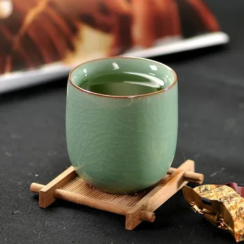 Japonský Longquan Celadon Teacup Kung Fu Čaj Nastaviť Keramické Tvorivé Office Vody Pohár Ručné Porcelánové Misy Čaju Darček Drinkware