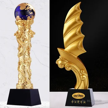 Kreatívne plachtenie, dragon tvar živice crystal trofej písmom high-end vynikajúce zamestnanca čestné ocenenie domova trofej