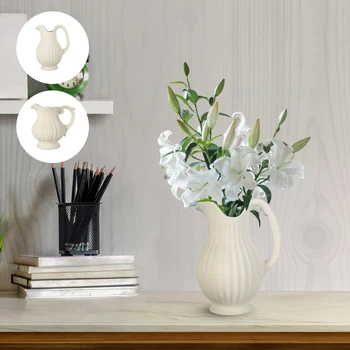 L Keramický Džbán, Vázy, Dekoratívne Džbán Váza s Rukoväť Biely Dom Váza Moderný Odolný Vode Džbán Kvetinové Vázy