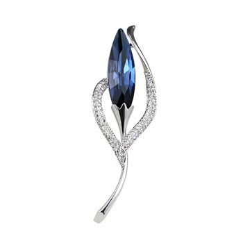 LADYCHIC Romantický Modré Crystal Silver Farba Kvetu Brošňa pre Ženy, Svadobné Šperky, Zásnubné Rose Drahokamu Brošne Kolíky