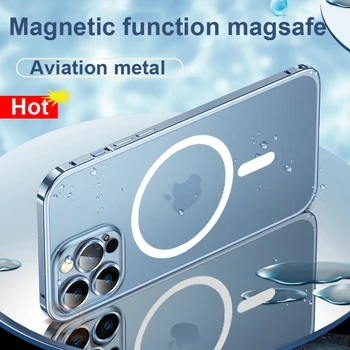 Magnetické Telefón puzdro Pre iPhone 14 13 Pro Max Plus Kovový Rám, Zadný obal Pre iPhone 14 Pro Max 13 12 Kryt Nárazníka Shell