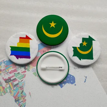 Mauritánia Vlajka Mapu Tin Tlačidlo Kolíky LGBT Homosexuálov Dúhový Pride Tin Tlačidlo Odznaky