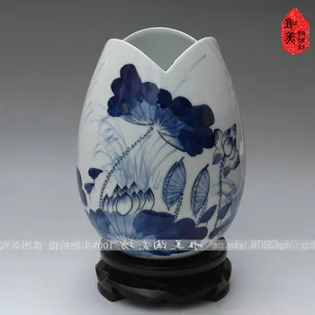 modrá Keramiky a biele porcelánové, keramické vázy moderné módne kvet držiteľ dekorácie