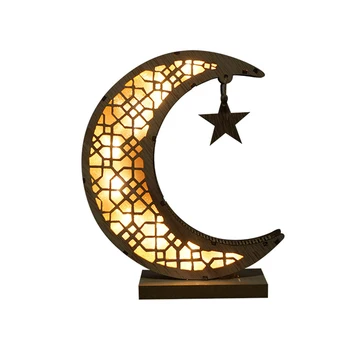Moslimské Remeselné Dekorácie LED Moon Star Drevené Ozdoby Eid Mubarak Ramadánu Dekorácie, Ozdoby Islamskej Moslimská Strana Dekor