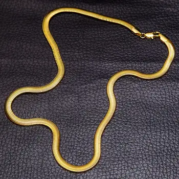 Mäkké Had Kosti Reťazca Náhrdelník Dámske Pánske Pečiatkou Žlté Zlato Vyplnené Pevné Šperky