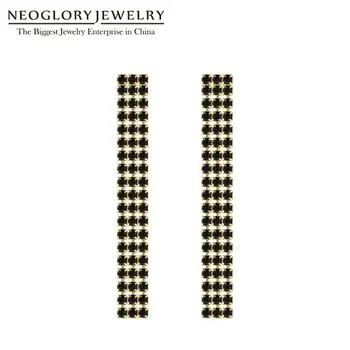 Neoglory 2020 Fashion CZ Kryštálmi Strapec Náušnice Pre Ženy nevestu Šperky Pre Svadobné Hostiny S Veľkosťou 2 MM CZ 3 Riadok 5cm