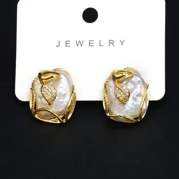 Nepravidelné Prírodné Barokový Pearl Náušnice Pokovovanie Gold Color Pearl Perličkové Náušnice Pre Ženy, Luxusné Svadobné Šperky Výročie