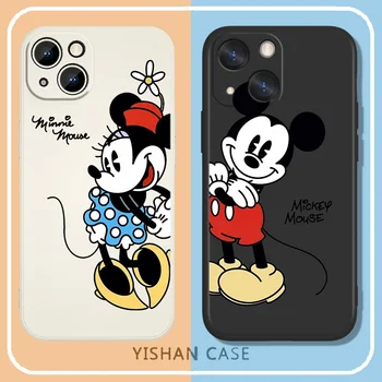 NEW Mickey Mouse Anime Telefón puzdro Pre iPhone iPhone 14 13 12 11 Pro Max mini XR XS X 8 7 6 6 Plus Kvapaliny Lano Kryt Mäkké Späť