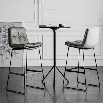 Nordic štýl späť bar kožené stoličky rodiny svetla luxusná žehlička na vysokej stoličke kaviareň moderný jednoduchý flanelové bar stoličky