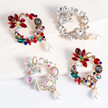 Nové štýly Farebné Crystal Pearl Visieť Drop Náušnice Vysoko Kvalitné Kovové Šperky, Doplnky Pre Ženy, Veľkoobchod