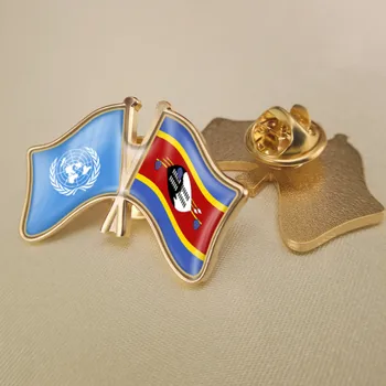 Organizácie spojených Národov a Svazijsko Prešiel Dvakrát Priateľstvo Vlajky Brošňa Odznaky Preklopke Kolíky
