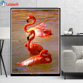Plné Námestie kolo Vŕtať 5D DIY Diamond Maľby Zvierat flamingo vzor Výšivky crystal Cross Stitch Nastaviť Mozaiky Domova