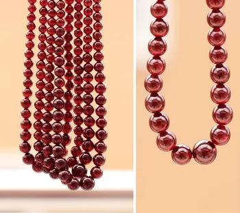 Prírodné Červený Granát Crystal Clear Okrúhle Korálky Náhrdelník 5-10 mm Ženy Módne Šperky Originálne Granát Prívesok AAAAAA