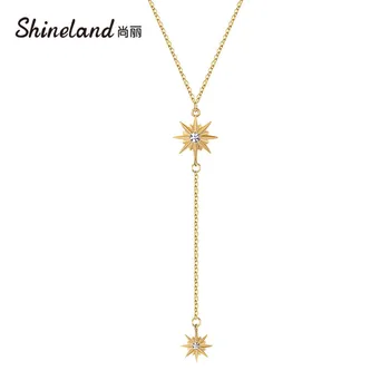 Shineland Fashion Star Strapec Reťazí Prívesok Náhrdelníky pre Ženy Choker Collares Svadobné Šperky Darček Hot Predaj Bijoux 2021