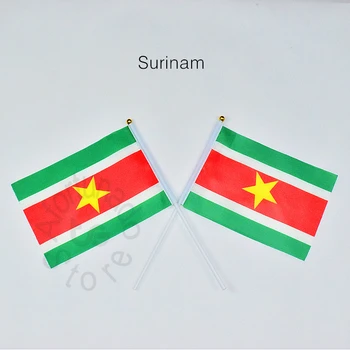 Svazijským Surinam 14*21 cm Banner Rukou máva Vlajkou Národnej Vlajky na stretnúť,Parade,party.Visí,dekorácie