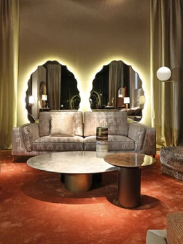 Taliansky ľahké luxusný čaj stôl Nordic veľké rodinné obývacia izba postmoderných mramoru kolo čaj stôl