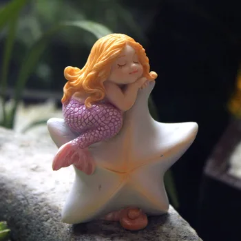 Umelecké Tvorivé Roztomilý Mermaid Domova remesiel Zvieratá živice Figúrky rozprávková záhrada miniatúry socha akvárium výzdoba stola
