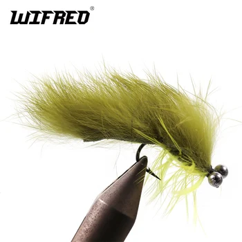 Wifreo 8PCS 6# Zelená / Olivový Biela Čierna Nemý Bell Oko Zonker Fly Rybárske Stuhy