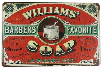 Williams barbers obľúbené mydlo tin kovové znamení kovu, reklamné tabule kovov cín prihlásiť 20x30cm 8x12inch alebo 12x16inch
