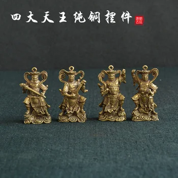 Zbierať antické bronz malých sôch Budhu štyroch nebeských kráľov malé čistej medi ozdoby štyri zlaté ocele Kovové ozdoby