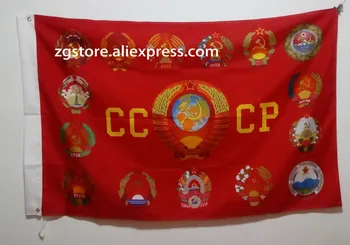 ZSSR CCCP výsostné znaky Únie Sovietskeho Deň Víťazstva Vlajka hot predaj tovaru 3X5FT 150X90CM Custome Banner mosadze, kov otvory Rusko
